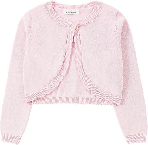 Sparkle Cardigan for Girls,Long Sleeve Bolero Shrug W/ 2 Style Button, Open Front Cropped Knit Sweater 3-13Y in Saudi Arabia