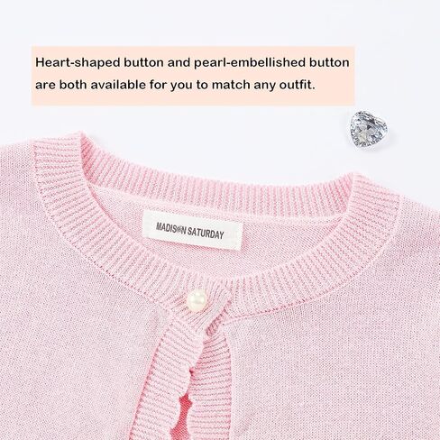 Sparkle Cardigan for Girls,Long Sleeve Bolero Shrug W/ 2 Style Button, Open Front Cropped Knit Sweater 3-13Y in Saudi Arabia
