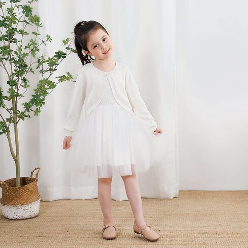 Sparkle Cardigan for Girls,Long Sleeve Bolero Shrug W/ 2 Style Button, Open Front Cropped Knit Sweater 3-13Y in Saudi Arabia