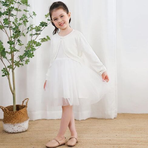 Sparkle Cardigan for Girls,Long Sleeve Bolero Shrug W/ 2 Style Button, Open Front Cropped Knit Sweater 3-13Y in Saudi Arabia
