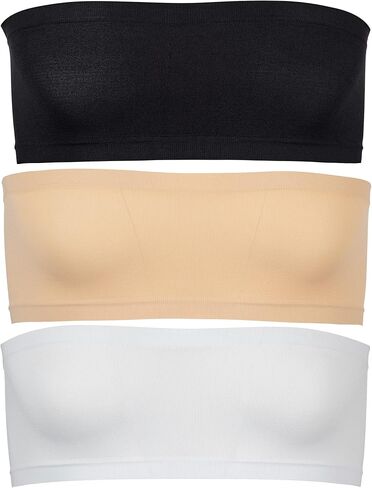 Popular Girls Strapless Bandeau Bra - Seamless Girls Training Bras for Teens. Sports Tube Top Bra 8-14 Age. 3 Pack in Kuwait