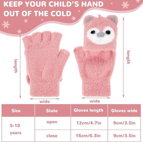 Geyoga 3 Pair Kid Fingerless Gloves Convertible Flip Top Gloves Winter Warm Half Finger Mitten for Kid Boy Girl 5-10 Year in Saudi Arabia