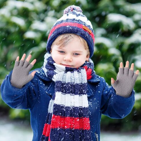 Geyoga 3 Pair Kid Fingerless Gloves Convertible Flip Top Gloves Winter Warm Half Finger Mitten for Kid Boy Girl 5-10 Year in Saudi Arabia