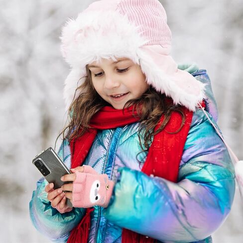 Geyoga 3 Pair Kid Fingerless Gloves Convertible Flip Top Gloves Winter Warm Half Finger Mitten for Kid Boy Girl 5-10 Year in Saudi Arabia