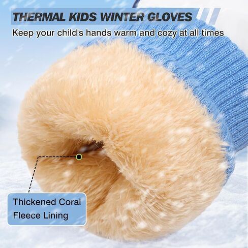 MoKo Kids Winter Snow Gloves, Waterproof Ski Gloves with Elastic Cuffs, Windproof Kids Ski Gloves, Thermal Kids Snow Gloves for Children Aged 6-15, Skiing, Snowboarding, Sledding, Cycling in Kuwait