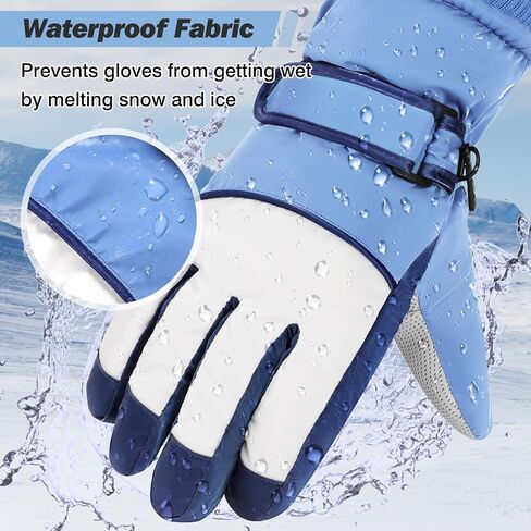 MoKo Kids Winter Snow Gloves, Waterproof Ski Gloves with Elastic Cuffs, Windproof Kids Ski Gloves, Thermal Kids Snow Gloves for Children Aged 6-15, Skiing, Snowboarding, Sledding, Cycling in Kuwait