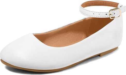 K KomForme Girl's Ballerina Flat Ankle Strap Dress Ballet Flat Shoes（Toddler/Little Kid/Big Kid） in Kuwait