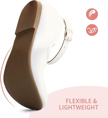 K KomForme Girl's Ballerina Flat Ankle Strap Dress Ballet Flat Shoes（Toddler/Little Kid/Big Kid） in Kuwait