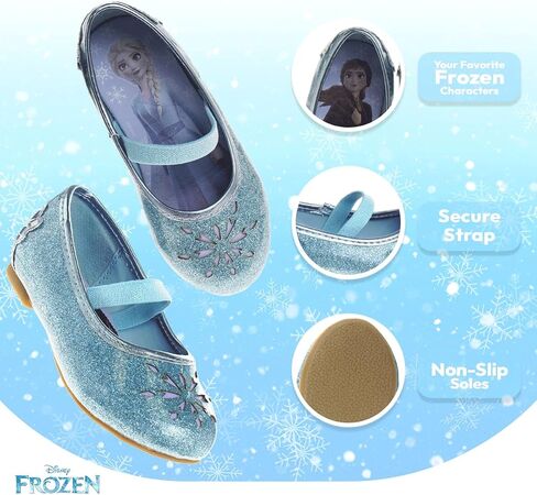 Disney Girls Mary Jane Flats - Kids Character Princess Dress up Slip-on Shoes (Toddler/Little Kid) in Saudi Arabia