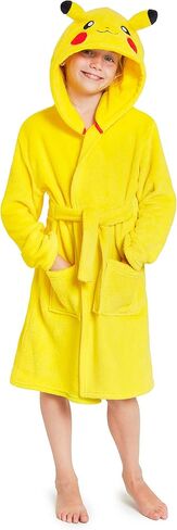 Pokemon Dressing Gown With 3D Pikachu Hood, Soft Fleece Dressing Gowns For Kids in Saudi Arabia
