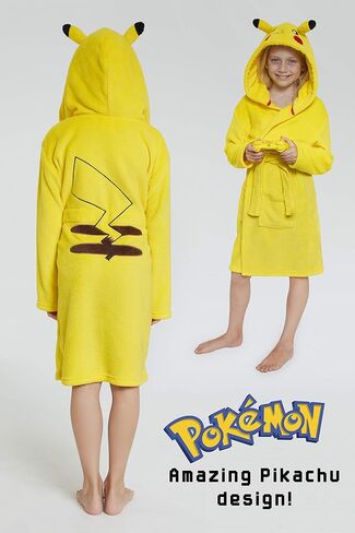 Pokemon Dressing Gown With 3D Pikachu Hood, Soft Fleece Dressing Gowns For Kids in Saudi Arabia