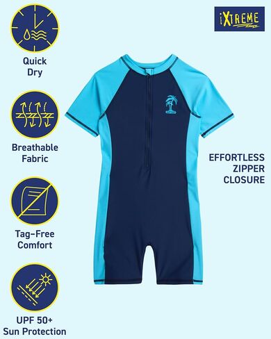 iXtreme Boys One Piece Rash Guard Swimsuit Kid Water Sport Short Swimsuit UPF 50+ Sun Protection Bathing Suits (4-13) in Saudi Arabia