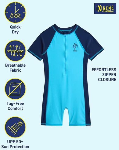 iXtreme Boys One Piece Rash Guard Swimsuit Kid Water Sport Short Swimsuit UPF 50+ Sun Protection Bathing Suits (4-13) in Saudi Arabia