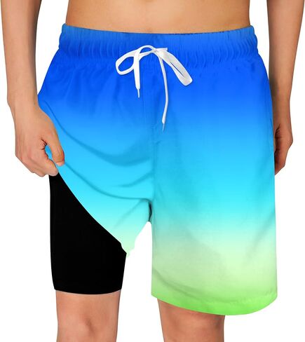 Cozople Boys Swim Trunks Quick Dry Compression Liner Swim Shorts Summer Bathing Suit with Inner Pocket Swimwear 7-20T in Kuwait
