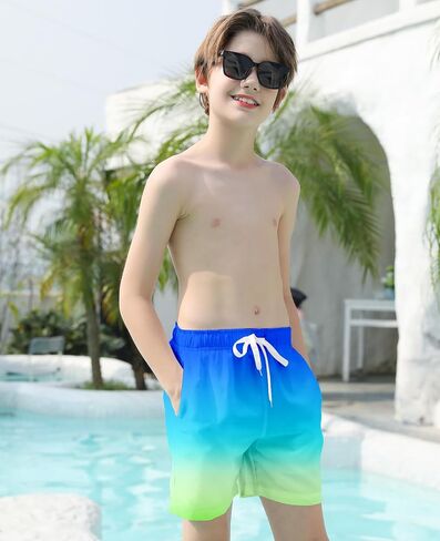 Cozople Boys Swim Trunks Quick Dry Compression Liner Swim Shorts Summer Bathing Suit with Inner Pocket Swimwear 7-20T in Kuwait