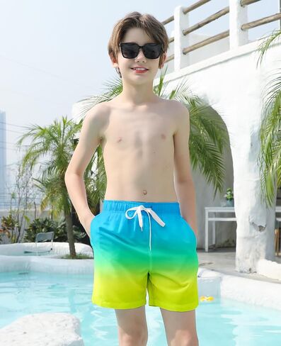 Cozople Boys Swim Trunks Quick Dry Compression Liner Swim Shorts Summer Bathing Suit with Inner Pocket Swimwear 7-20T in Kuwait
