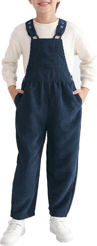 Haloumoning Boys Bib Overalls Kids Loose Retro Corduroy Suspender Pants Adjustable Strap Jumpsuit Fall Winter Outfits in Saudi Arabia