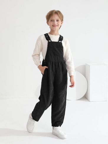 Haloumoning Boys Bib Overalls Kids Loose Retro Corduroy Suspender Pants Adjustable Strap Jumpsuit Fall Winter Outfits in Saudi Arabia