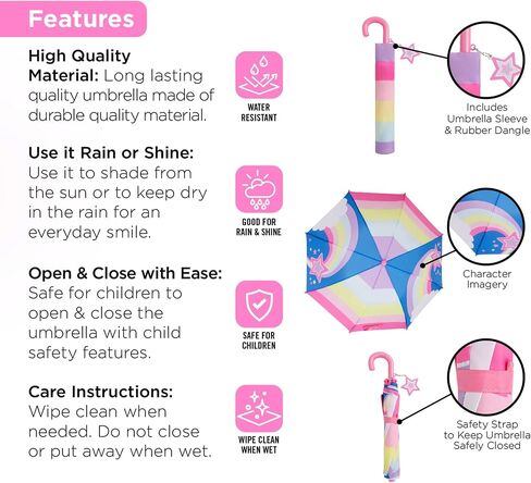 addie & tate Kids Umbrella for Girls and Boys & Rain Coats Set -Toddler Umbrellas Kids Raincoat Boys Girls Jacket in Saudi Arabia