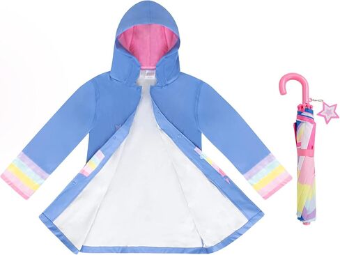 addie & tate Kids Umbrella for Girls and Boys & Rain Coats Set -Toddler Umbrellas Kids Raincoat Boys Girls Jacket in Saudi Arabia