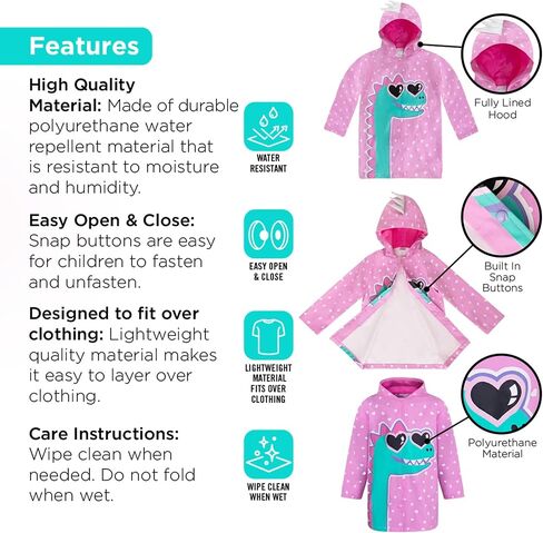 addie & tate Kids Umbrella for Girls and Boys & Rain Coats Set -Toddler Umbrellas Kids Raincoat Boys Girls Jacket in Saudi Arabia