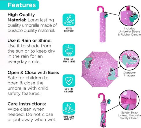 addie & tate Kids Umbrella for Girls and Boys & Rain Coats Set -Toddler Umbrellas Kids Raincoat Boys Girls Jacket in Saudi Arabia