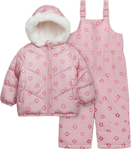 Carter's Girls 2-piece Snowsuit Faux Fur Trimmed Hooded Puffer Jacket and Ski Bib Set in Saudi Arabia