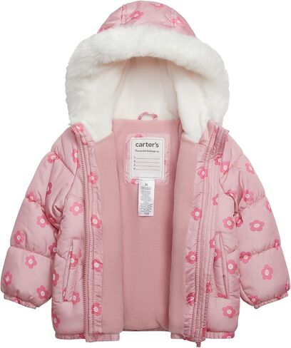 Carter's Girls 2-piece Snowsuit Faux Fur Trimmed Hooded Puffer Jacket and Ski Bib Set in Saudi Arabia