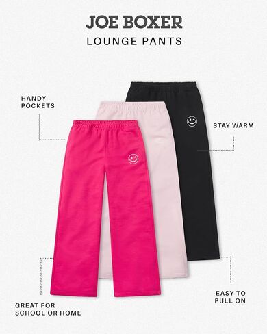 JOE BOXER Girls Wide Leg Sweatpants, French Terry Girls Sweatpants Sizes 6-14, Girls Wide Leg Pants, Girls Baggy Sweatpants in Saudi Arabia
