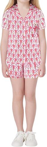 Amiblvowa Kids Toddler Baby Girl Monkey Pajamas Pajama Set Girls Roller Dupes Rabbit Preppy Button Down Shorts Summer Pjs in Saudi Arabia