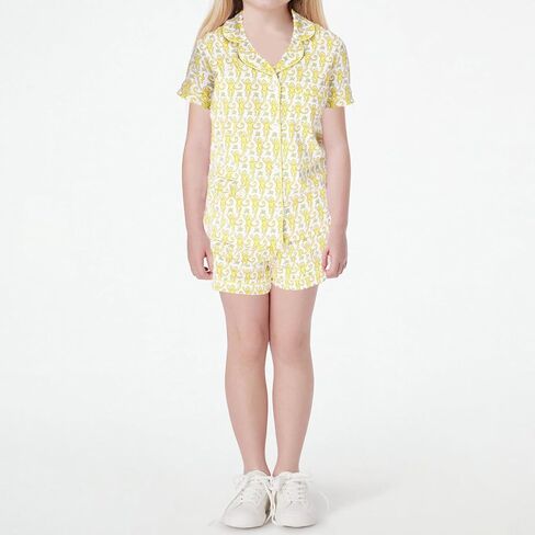 Amiblvowa Kids Toddler Baby Girl Monkey Pajamas Pajama Set Girls Roller Dupes Rabbit Preppy Button Down Shorts Summer Pjs in Saudi Arabia