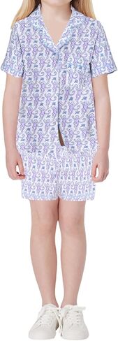 Amiblvowa Kids Toddler Baby Girl Monkey Pajamas Pajama Set Girls Roller Dupes Rabbit Preppy Button Down Shorts Summer Pjs in Saudi Arabia
