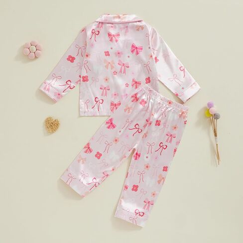 Twopumpkin Toddler Girl Boy Halloween Satin Silk Pajamas Button Down 2 Piece Pajama Set Little Kids Girls Pjs Nightgown in Kuwait
