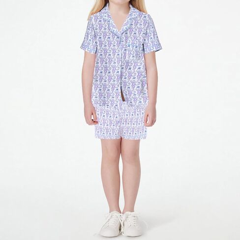 Amiblvowa Kids Toddler Baby Girl Monkey Pajamas Pajama Set Girls Roller Dupes Rabbit Preppy Button Down Shorts Summer Pjs in Saudi Arabia