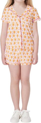 Amiblvowa Kids Toddler Baby Girl Monkey Pajamas Pajama Set Girls Roller Dupes Rabbit Preppy Button Down Shorts Summer Pjs in Saudi Arabia