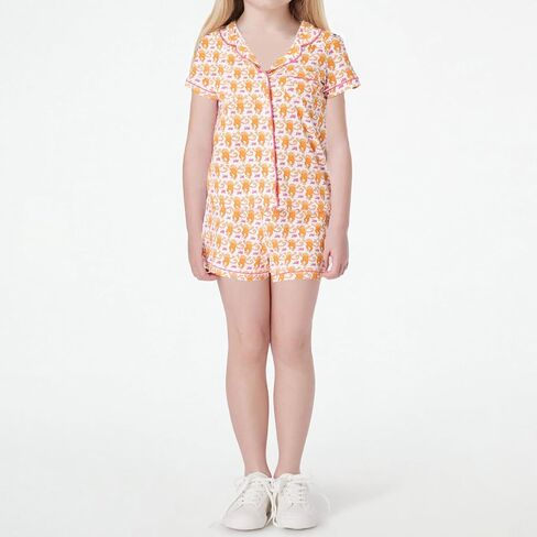 Amiblvowa Kids Toddler Baby Girl Monkey Pajamas Pajama Set Girls Roller Dupes Rabbit Preppy Button Down Shorts Summer Pjs in Saudi Arabia