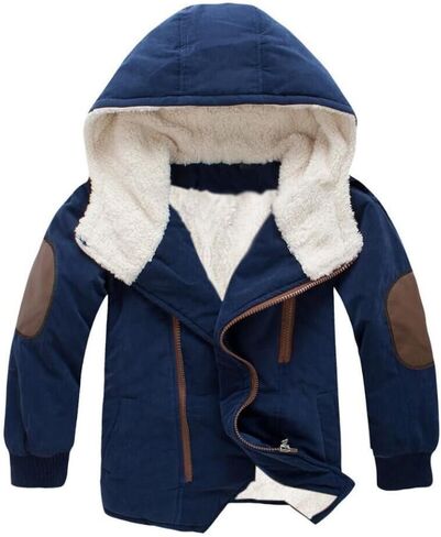 Mallimoda Boy's Thick Cotton-Padded Parka Jacket Hooded Fleece Coat in Saudi Arabia