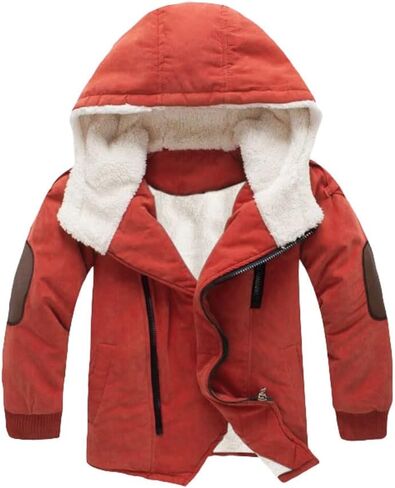 Mallimoda Boy's Thick Cotton-Padded Parka Jacket Hooded Fleece Coat in Saudi Arabia