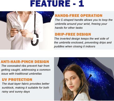 SIEPASA 49/56 Inch Inverted Reverse Upside Down Umbrella, Extra Large Double Canopy Vented Windproof Waterproof Stick Golf Umbrellas with C-shape Handle. in Saudi Arabia