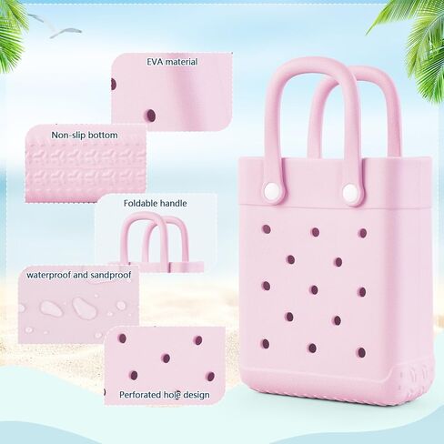 Mini Rubber Tote Bag With 7 Charms Mini Rubber Beach Bag X-Small Rubber Tote Bag For Little Girls And Woman in Saudi Arabia