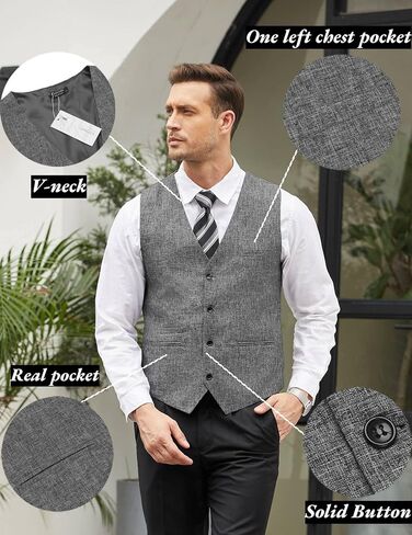 COOFANDY Men's Casual Business Vests Lightweight Waistcoat Slim Fit Suit Vest in Saudi Arabia