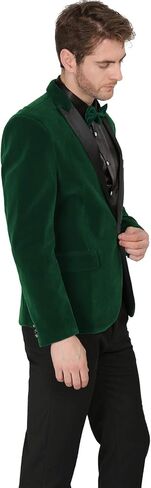MAGE MALE Men's 2 Piece Velvet Suit Peak Lapel One Button Slim Fit Tuxedo Blazer Party Dinner Jacket & Pants in Kuwait