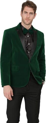 MAGE MALE Men's 2 Piece Velvet Suit Peak Lapel One Button Slim Fit Tuxedo Blazer Party Dinner Jacket & Pants in Kuwait