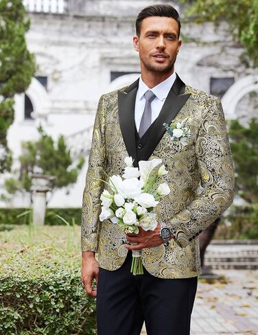 COOFANDY Men's Floral Paisley Formal Tuxedo Suit Jacket Dress Dinner Party Prom Weeding Blazer in Saudi Arabia