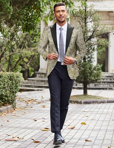 COOFANDY Men's Floral Paisley Formal Tuxedo Suit Jacket Dress Dinner Party Prom Weeding Blazer in Saudi Arabia
