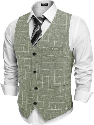COOFANDY Men's Casual Business Vests Lightweight Waistcoat Slim Fit Suit Vest in Saudi Arabia