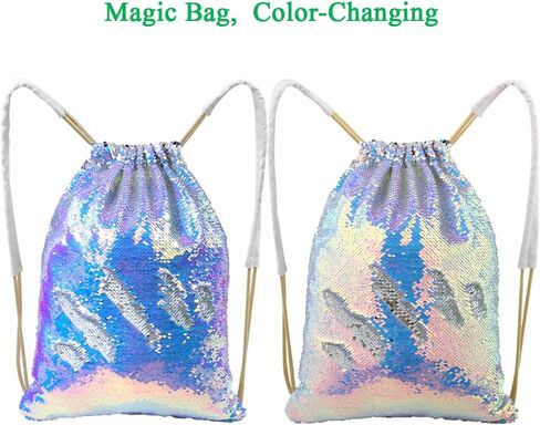 MHJY Sparkly Drawstring Backpack Mermaid Sequin Dance Bag Sports Gym Beach Swim Backpack Birthday Easter Gift Bag in Kuwait