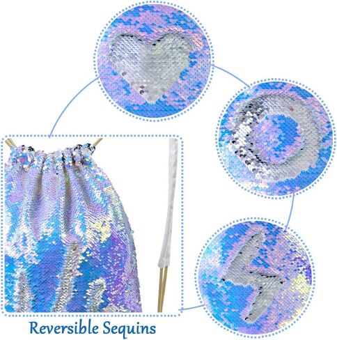 MHJY Sparkly Drawstring Backpack Mermaid Sequin Dance Bag Sports Gym Beach Swim Backpack Birthday Easter Gift Bag in Kuwait