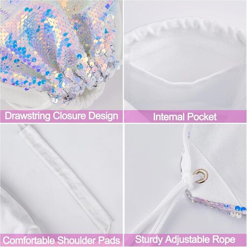 MHJY Sparkly Drawstring Backpack Mermaid Sequin Dance Bag Sports Gym Beach Swim Backpack Birthday Easter Gift Bag in Kuwait
