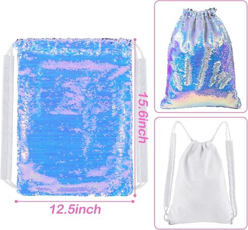 MHJY Sparkly Drawstring Backpack Mermaid Sequin Dance Bag Sports Gym Beach Swim Backpack Birthday Easter Gift Bag in Kuwait